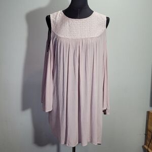 Knox Rose Sz XL Blush Pink Gauze Cold Shoulder Mini Dress Eyelet Round Neckline
